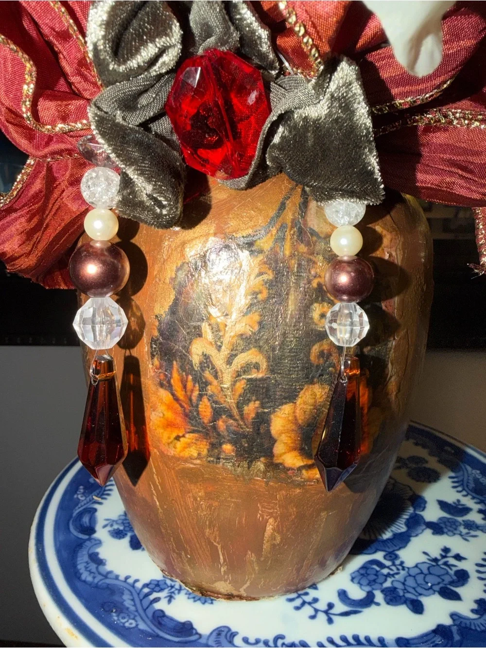 Autumn Harvest Faux Floral Arrangement in Red, Orange, White